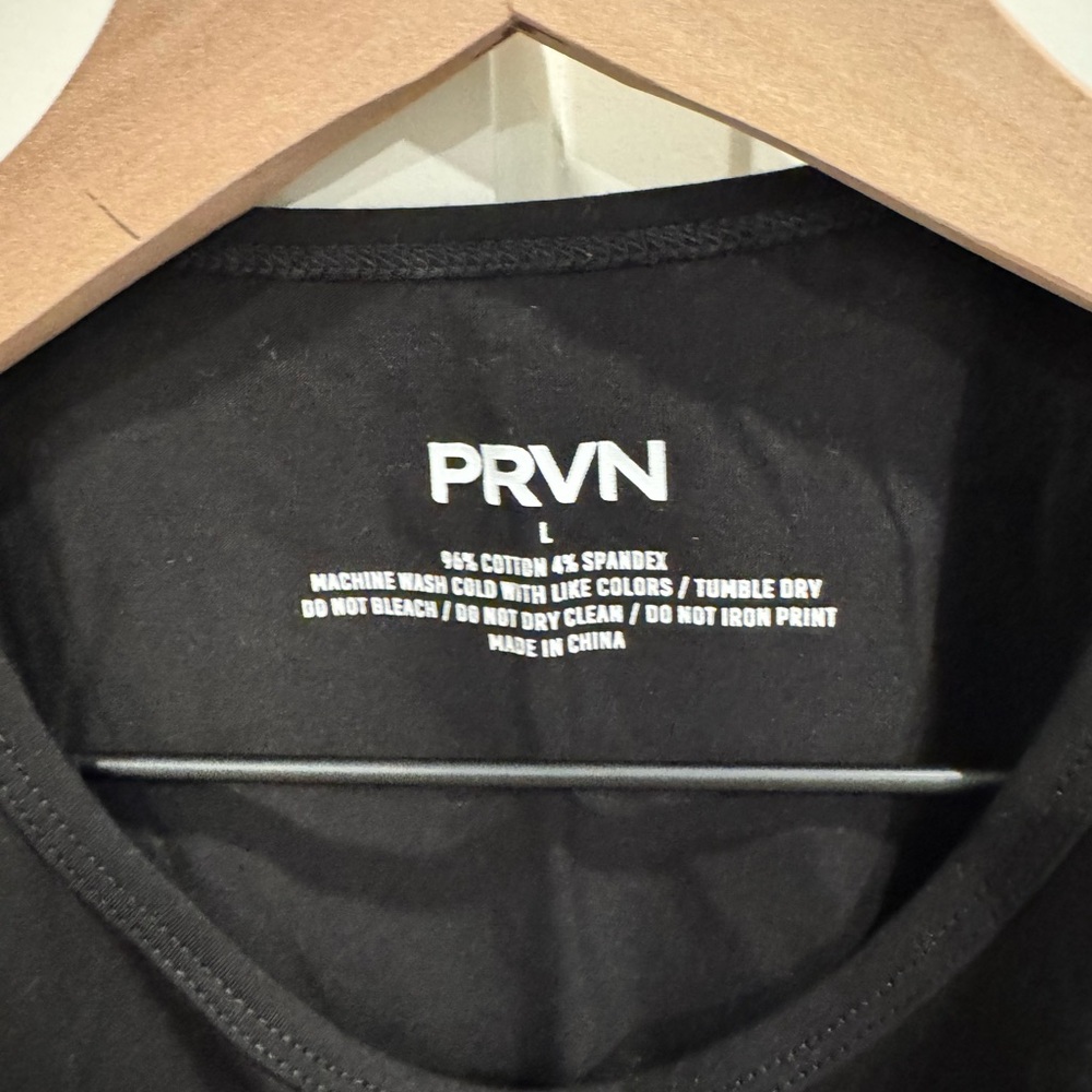 PRVN Black Muscle Tee with White Logo - Picture 2 of 3